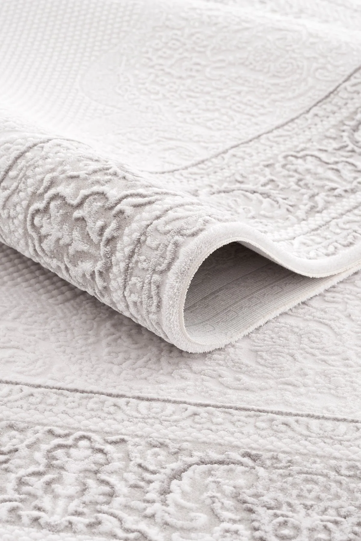 Koza Pearl Creme Grauer Wohnzimmerteppich