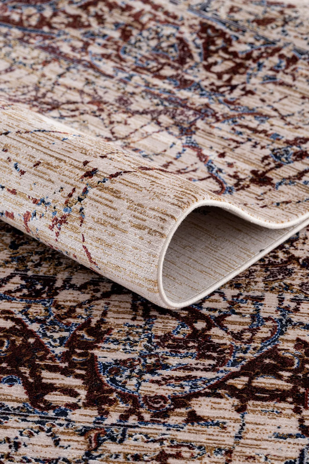 Koza Nostalgia Beige Burgunder Wohnzimmerteppich