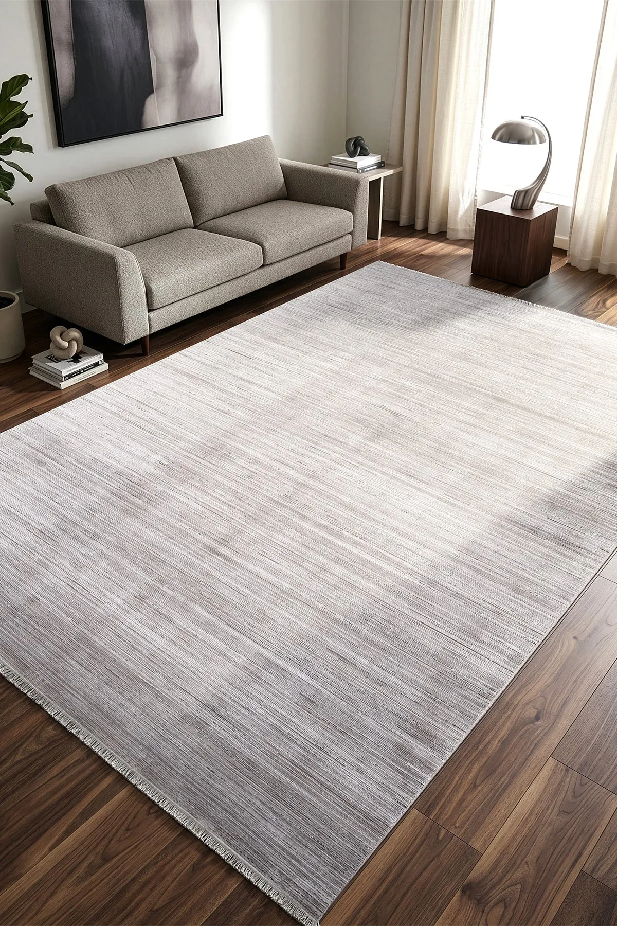 Alfombra moderna con motivos tradicionales.