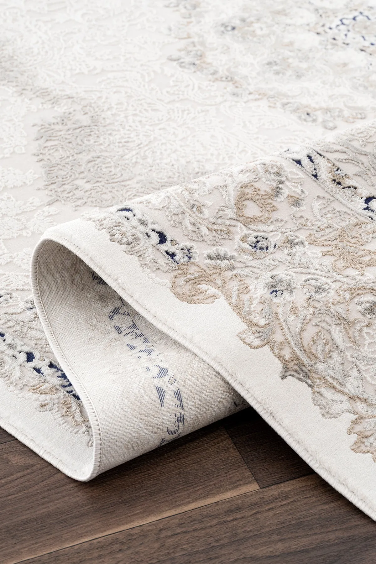 Koza Mirage Cremeblauer Wohnzimmerteppich