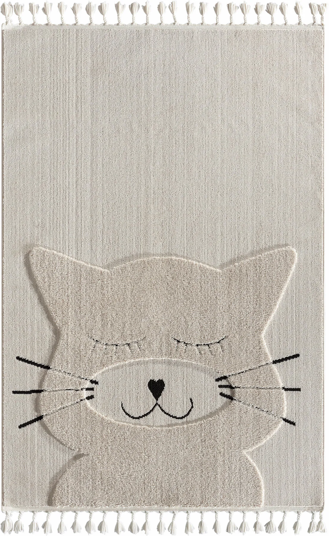 Tappeto per cameretta per bambini con frange, a forma di gattino, staccabile.