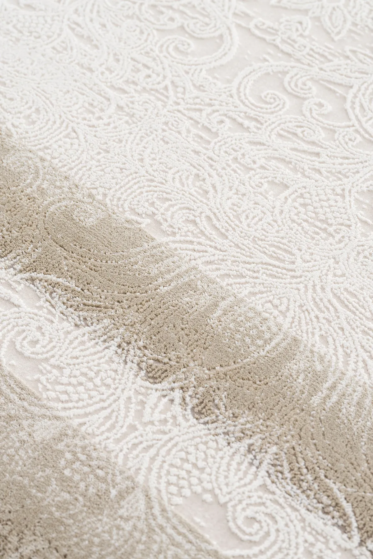 Alfombra de salón Koza Mirage color crema visón - Textura detallada