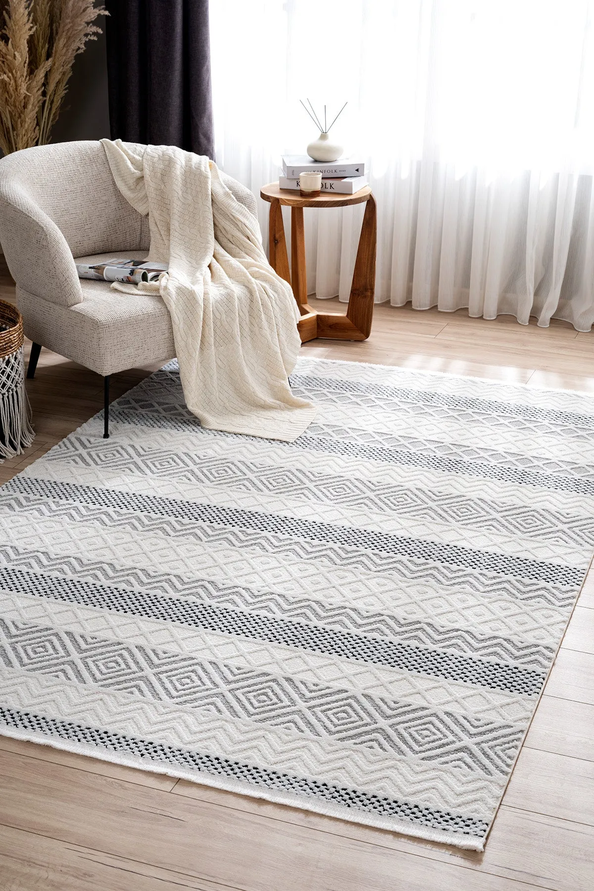 Carpet with a modern design.
